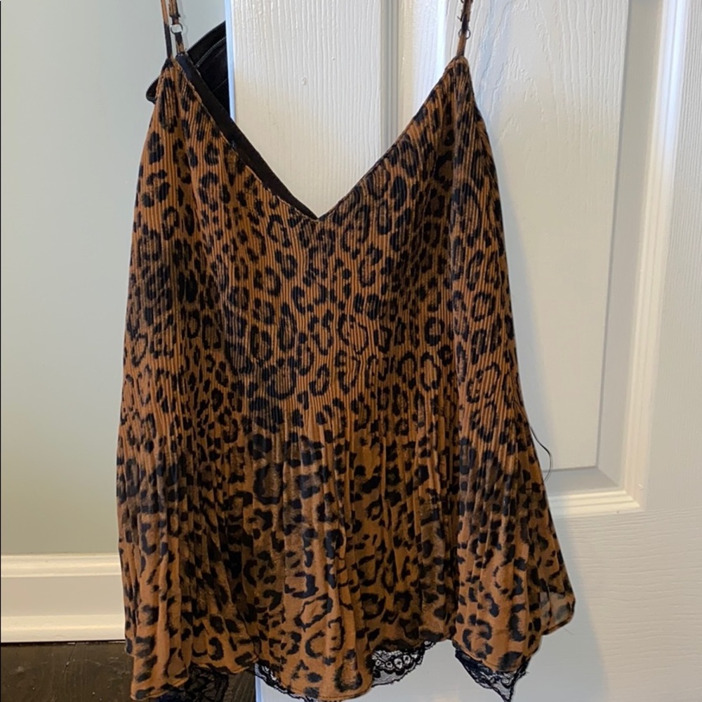 cheetah lace strapped tank